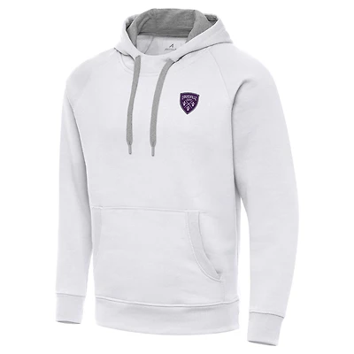 Men's Antigua White Louisville City FC Victory Raglan Pullover Hoodie