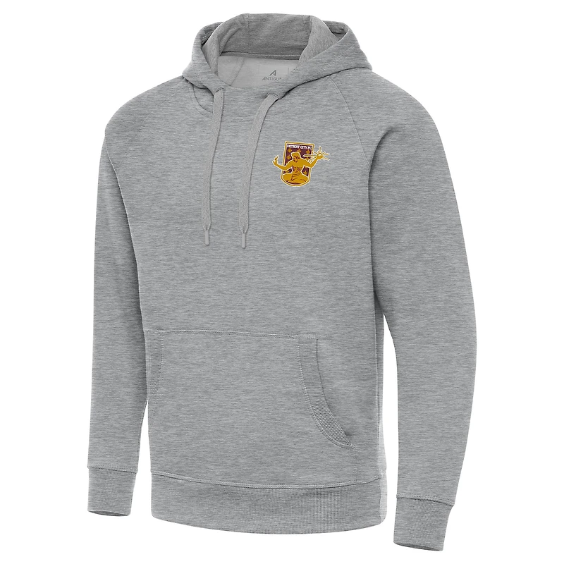 Men's Antigua  Heather Gray Detroit City FC Victory Raglan Pullover Hoodie