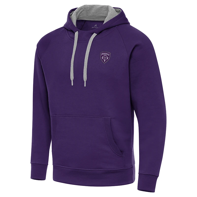 Men's Antigua  Purple Louisville City FC Victory Raglan Pullover Hoodie
