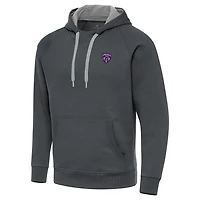 Men's Antigua  Charcoal Louisville City FC Victory Raglan Pullover Hoodie