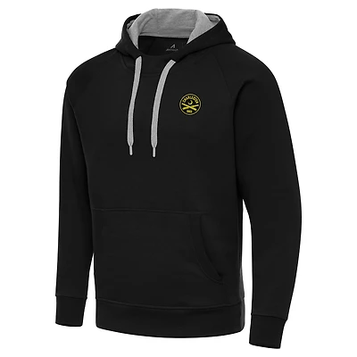 Men's Antigua Black Charleston Battery Victory Raglan Pullover Hoodie
