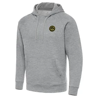 Men's Antigua  Heather Gray Charleston Battery Victory Raglan Pullover Hoodie
