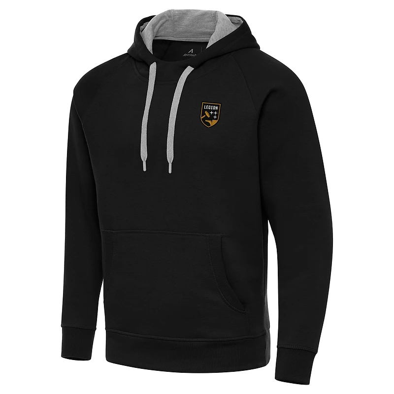 Men's Antigua Black Birmingham Legion FC Victory Raglan Pullover Hoodie