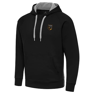 Men's Antigua Black Birmingham Legion FC Victory Raglan Pullover Hoodie