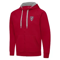 Men's Antigua  Red Indy Eleven Victory Raglan Full-Zip Fleece Hoodie