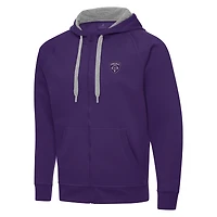 Men's Antigua  Purple Louisville City FC Victory Raglan Full-Zip Fleece Hoodie