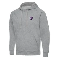 Men's Antigua  Heather Gray Louisville City FC Victory Raglan Full-Zip Fleece Hoodie