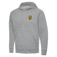 Men's Antigua  Heather Gray New Mexico United Victory Raglan Full-Zip Fleece Hoodie