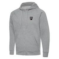 Men's Antigua  Heather Gray San Antonio FC Victory Raglan Full-Zip Fleece Hoodie