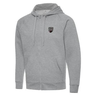 Men's Antigua Heather Gray San Antonio FC Victory Raglan Full-Zip Fleece Hoodie