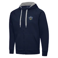 Men's Antigua  Navy El Paso Locomotive FC Victory Raglan Full-Zip Fleece Hoodie