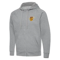 Men's Antigua  Heather Gray Detroit City FC Victory Raglan Full-Zip Fleece Hoodie