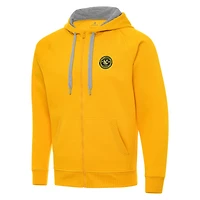 Men's Antigua  Gold Pittsburgh Riverhounds SC Victory Raglan Full-Zip Fleece Hoodie