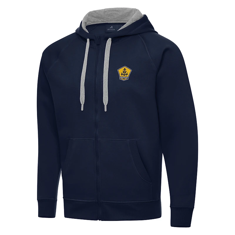 Men's Antigua Navy Rhode Island FC Victory Raglan Full-Zip Fleece Hoodie