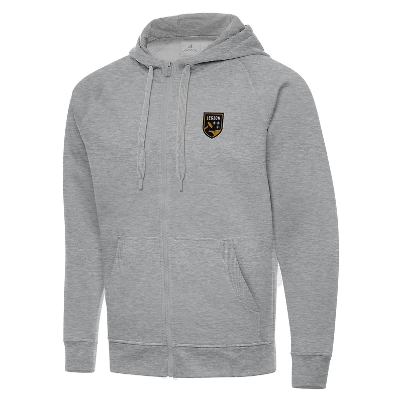 Men's Antigua  Heather Gray Birmingham Legion FC Victory Raglan Full-Zip Fleece Hoodie