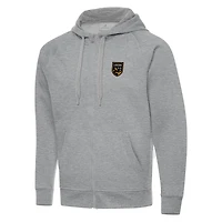 Men's Antigua  Heather Gray Birmingham Legion FC Victory Raglan Full-Zip Fleece Hoodie