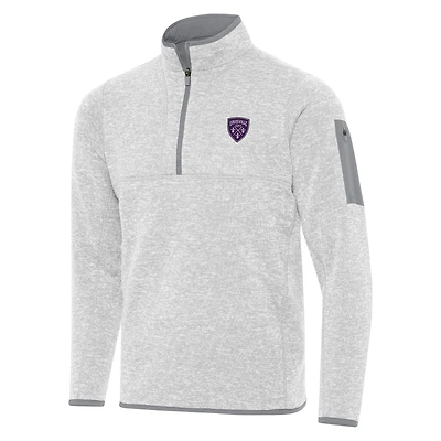 Men's Antigua  Heather Gray Louisville City FC Fortune Quarter-Zip Pullover
