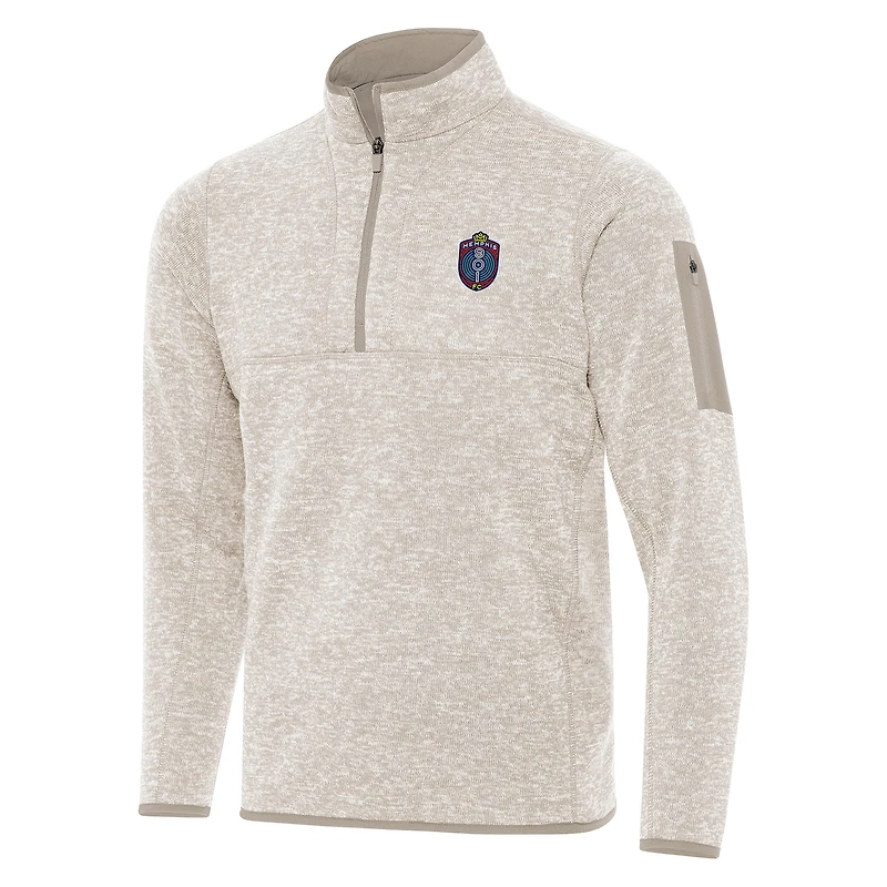 Men's Antigua  Oatmeal Memphis 901 FC Fortune Quarter-Zip Pullover
