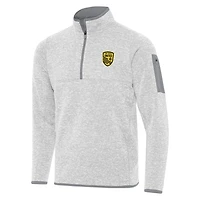 Men's Antigua  Heather Gray New Mexico United Fortune Quarter-Zip Pullover