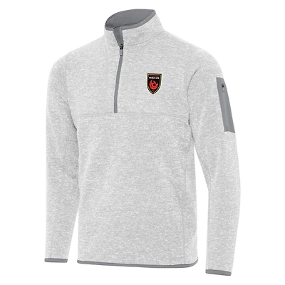 Men's Antigua Heather Gray Phoenix Rising FC Fortune Quarter-Zip Pullover