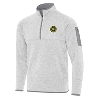 Men's Antigua  Heather Gray Pittsburgh Riverhounds SC Fortune Quarter-Zip Pullover