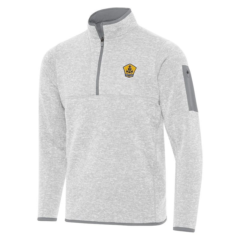 Men's Antigua  Heather Gray Rhode Island FC Fortune Quarter-Zip Pullover
