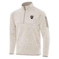Men's Antigua  Oatmeal San Antonio FC Fortune Quarter-Zip Pullover