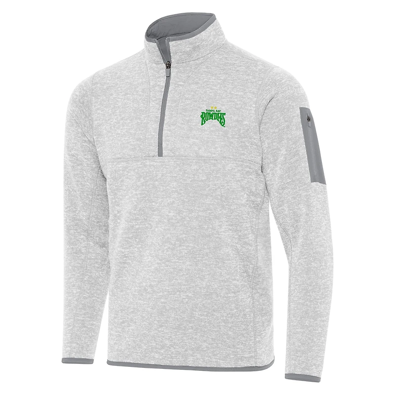 Men's Antigua  Heather Gray Tampa Bay Rowdies Fortune Quarter-Zip Pullover