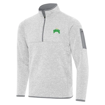 Men's Antigua Heather Gray Tampa Bay Rowdies Fortune Quarter-Zip Pullover