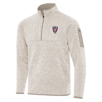 Men's Antigua  Oatmeal Indy Eleven Fortune Quarter-Zip Pullover