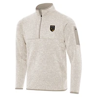 Men's Antigua  Oatmeal Birmingham Legion FC Fortune Quarter-Zip Pullover