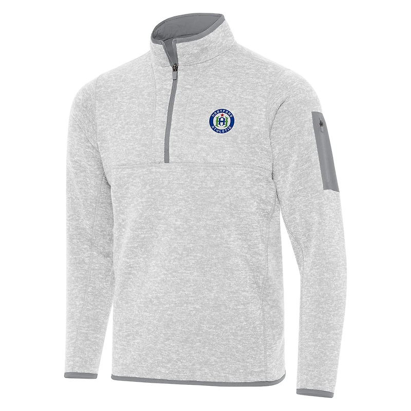 Men's Antigua Heather Gray Hartford Athletic Fortune Quarter-Zip Pullover