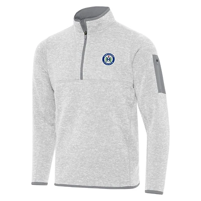 Men's Antigua Heather Gray Hartford Athletic Fortune Quarter-Zip Pullover