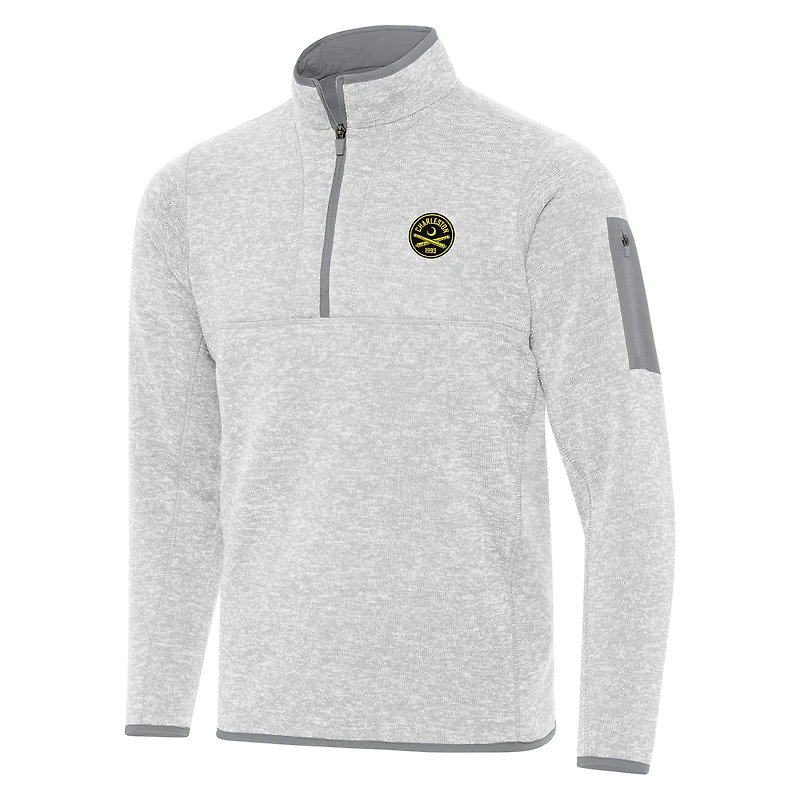 Men's Antigua  Heather Gray Charleston Battery Fortune Quarter-Zip Pullover