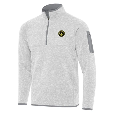Men's Antigua Heather Gray Charleston Battery Fortune Quarter-Zip Pullover
