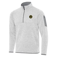 Men's Antigua  Heather Gray Charleston Battery Fortune Quarter-Zip Pullover