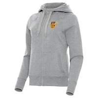 Women's Antigua  Heather Gray Detroit City FC Victory Raglan Fleece Full-Zip Hoodie
