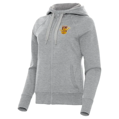 Women's Antigua  Heather Gray Detroit City FC Victory Raglan Fleece Full-Zip Hoodie
