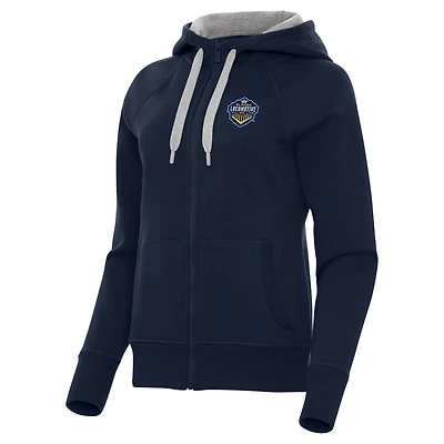 Women's Antigua  Navy El Paso Locomotive FC Victory Raglan Fleece Full-Zip Hoodie