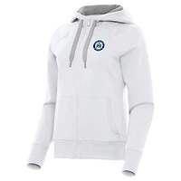 Women's Antigua  White Hartford Athletic Victory Raglan Fleece Full-Zip Hoodie