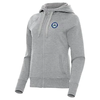 Women's Antigua  Heather Gray Hartford Athletic Victory Raglan Fleece Full-Zip Hoodie