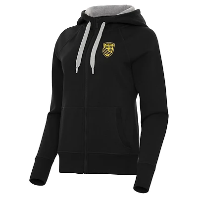 Women's Antigua  Black New Mexico United Victory Raglan Fleece Full-Zip Hoodie