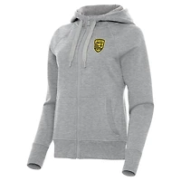 Women's Antigua  Heather Gray New Mexico United Victory Raglan Fleece Full-Zip Hoodie