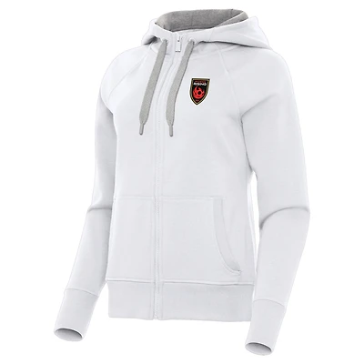 Women's Antigua White Phoenix Rising FC Victory Raglan Fleece Full-Zip Hoodie