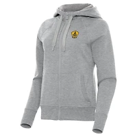 Women's Antigua  Heather Gray Rhode Island FC Victory Raglan Fleece Full-Zip Hoodie