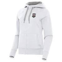 Women's Antigua  White Sacramento Republic FC Victory Raglan Fleece Full-Zip Hoodie