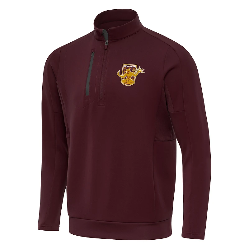 Men's Antigua Maroon Detroit City FC Generation Quarter-Zip Pullover