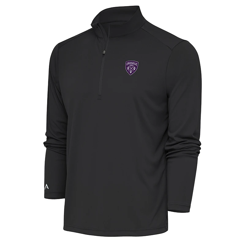 Men's Antigua  Black Louisville City FC Tribute Quarter-Zip Top