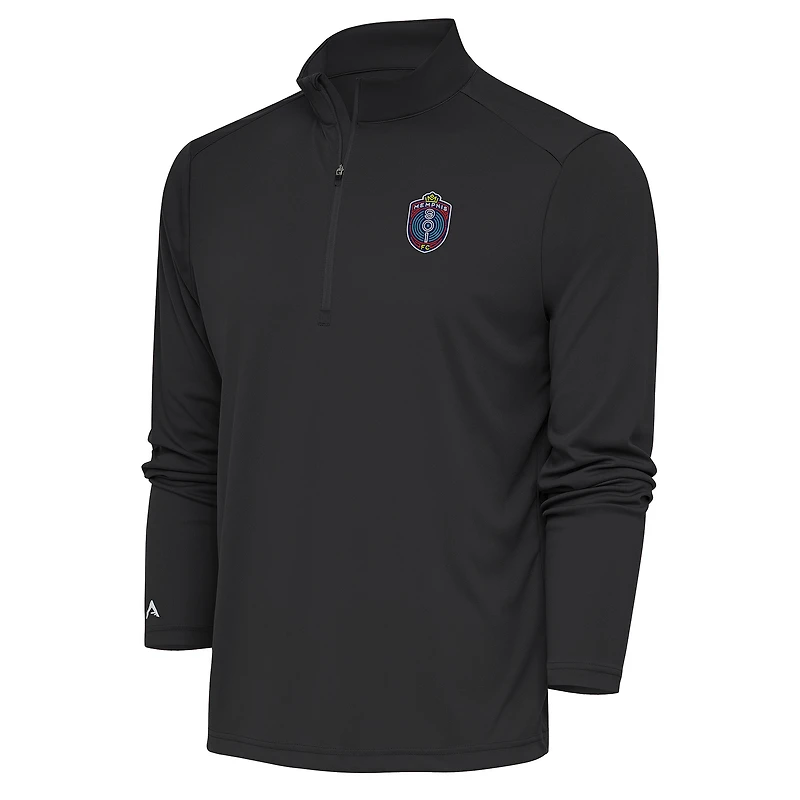Men's Antigua  Black Memphis 901 FC Tribute Quarter-Zip Top