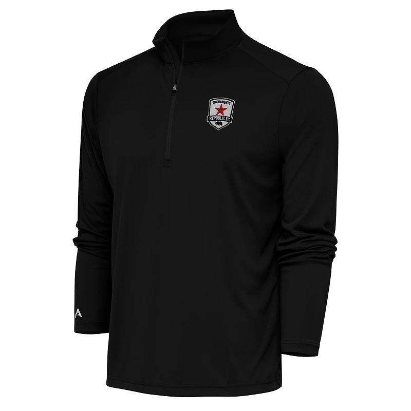 Men's Antigua  Black Sacramento Republic FC Tribute Quarter-Zip Top